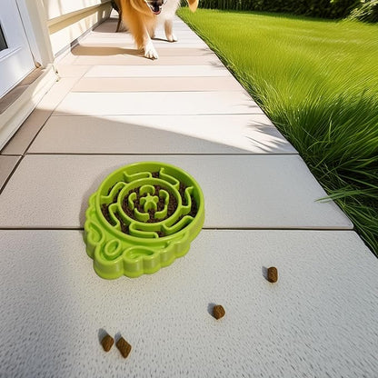 Slow Feeder Dog & Cat Bowl - Interactive Maze Puzzle Dish for Healthy Digestion, Anti-Gulping Food Grade Feeder(Green)