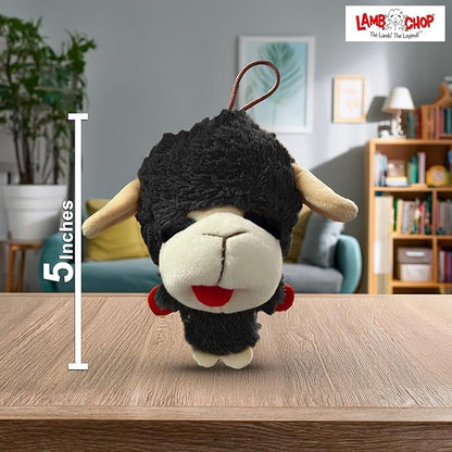 Multipet Knobby Noggins Dog Toy Lamb Chop | Lambchop Knobby Noggins Knobby | Noggins Squeaky Dog Toy Plush | 5" | Small/Medium Breed | Officially Licensed (Black)