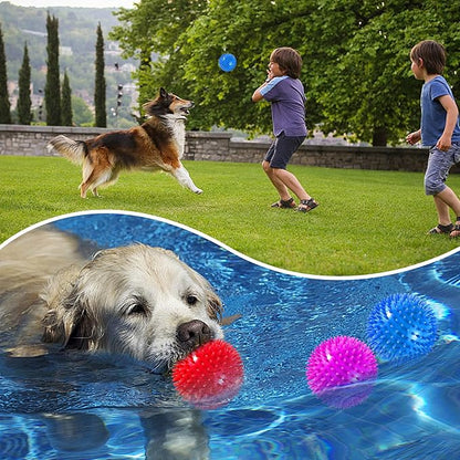 4 Pack 4.5” Squeaky Dog Balls for Large and Medium Dogs, Spiky Dog Toy Balls for Aggressive Chewers