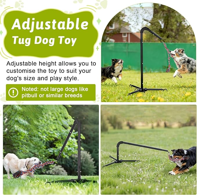 Outdoor Tug of War Dog Toy, Tether Interactive Dog Tug Toy Backyard Heavy-Duty Dog Solo Play Exercise Toy for Small Medium Dogs (Upgraded)