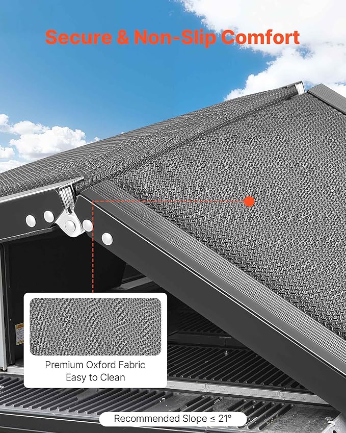 VEVOR Dog Ramp for Cars, 63" L x 17" W, Folding Pet Ramps for Medium & Large Dogs up to 250lbs, Pet Stair Ramp with Non-Slip Oxford Fabric Surface, Portable Outdoor Dog Car Ramps for SUV & Truck