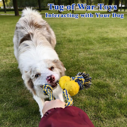ASOCEA Interactive Dog Tug Toy, Chew Toys for Teeth Cleaning Cotton Dog Pull Rope Toy for Small Medium Dogs Boredom Relief
