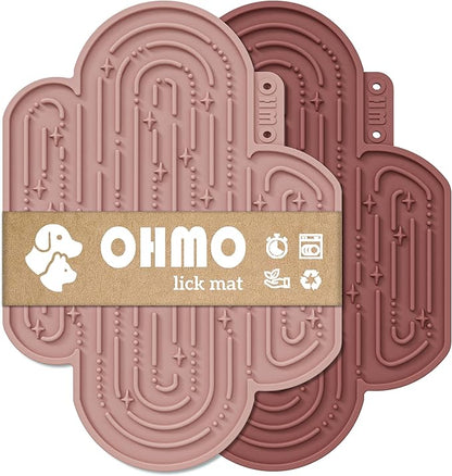 OHMO Lick Mat for Dogs and Cats Large(2 Pack) Cactus Design Easy to Clean Pet Slow Feeder with Suction Cups, for Anxiety Relief and Boredom Reduction