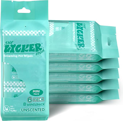 PWP1008A-6SET Mini Dog Body Wipes, Hypoallergenic Pet Grooming Wipes with Aloe Vera, Chamomile & Shea Butter, for Paws, Face & Body, Cleaning & Hydrating, 288 Count (6 Bags)