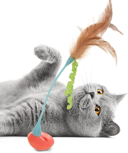 Petlinks Tippy Teaser Self Righting Feather Toy for Cats & Kittens, Rocks & Sways, Fun & Engaging Play - Multi Color, One Size