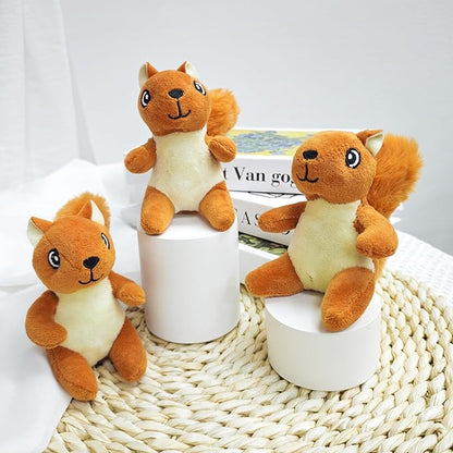 Squirrel Plush Dog Toy Squeaky Toy, Interactive Hide and Seek Replacement Dog Toys for Small & Medium Dogs (3Pcs Squeaky Squirrel A)