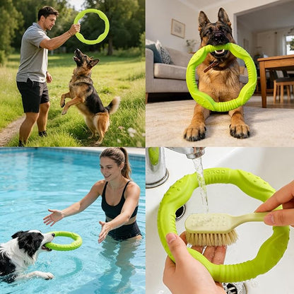 LaRoo Dog Flying Ring Toys, Floating Flying Disc ABS Durable Interactive Chew Toys for Training Outdoor Playing Puppy Medium Large Dogs (Small Green/18cm)