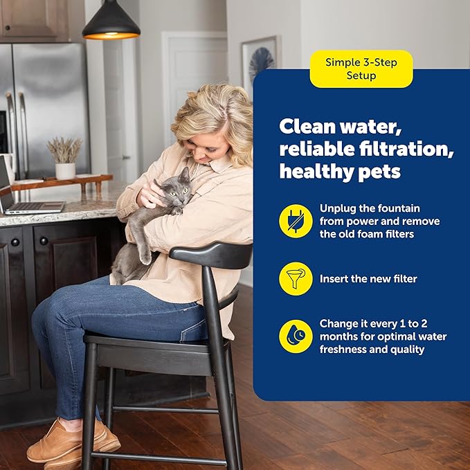 PetSafe Foam Filters for Pet Fountains - Debris Removal - Protects Pump - Viva Pet Fountain Compatible - Long-Lasting Filtration - Easy to Install - 2-Pack