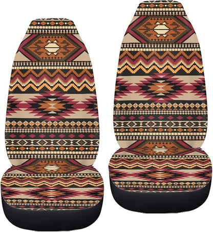 Native Aztec Print Auto Car Seat Covers Front Seats Protector for Men,Universal Fit for Most Cars,SUVs,Sedan,Truck,or Van,Set of 2