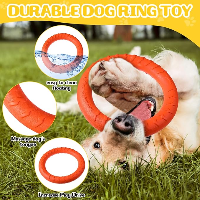 Jenaai 4 Pack Dog Ring Toy Dog Training Chew Toy for Outdoor Aggressive Durable Pet Chewers Fetch Floating Toys Flying Disc Puppy Ring for Large Medium Puppy Training(Colorful,7.48 Inch)