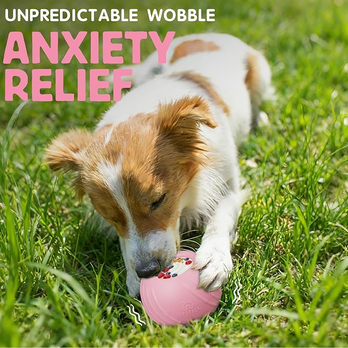 Long-Lasting Dog Lick Toy, Wobbly Dog Enrichment Lick Bowl to Keep Dogs Busy, Interactive Stuffable Dog Treat Feeder for Boredom, Silicone Treat Dispensing Chew Toy(Pink,M)