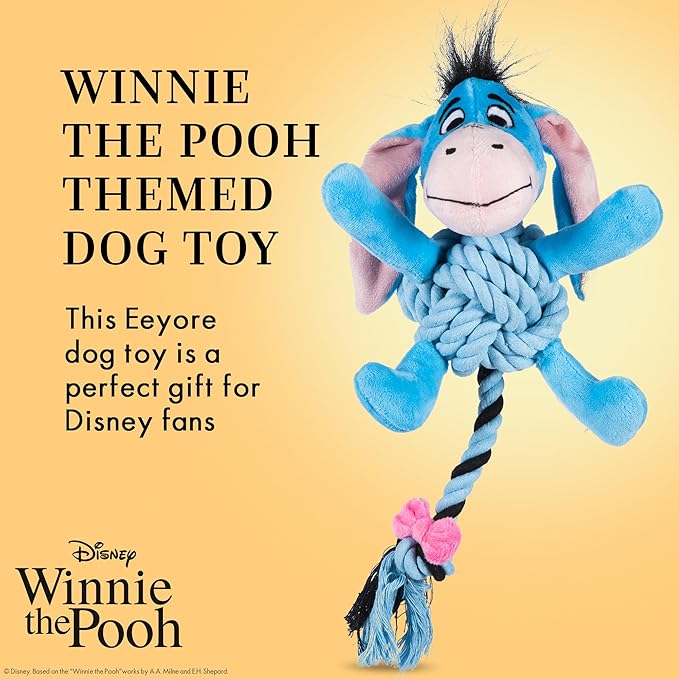 Disney for Pets Winnie The Pooh: Eeyore Rope Pet Toy Dog Toys | Rope Tug Toy for Dogs Inspired by Winnie The Pooh, 8 Inch