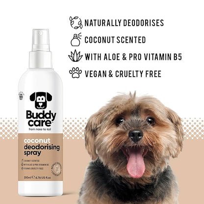 Dog Deodorising Spray - Deodorising Spray for Dogs - With Aloe Vera and Pro Vitamin B5 (Coconut, 200ml)