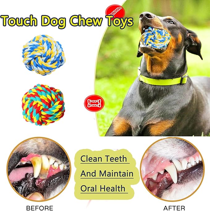 Natural Cotton Dog Rope Toys,Tough Tug of War Dog Toys for Large, Medium & Small Dogs, Tough Dog Rope Toys for Aggressive Chewers, Helps Clean Teeth & Prevent Furniture Destruction(8PCS)