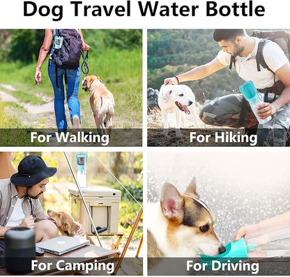 DomKim LightweightPortable Dog Water Bottle Bowl for Small Sized Dogs, Travel Puppy Water Dispenser Puppy Accessories, Beach Essentials Drinking Food Leak Proof Bottles (Blue, 18.6 oz (550ml))