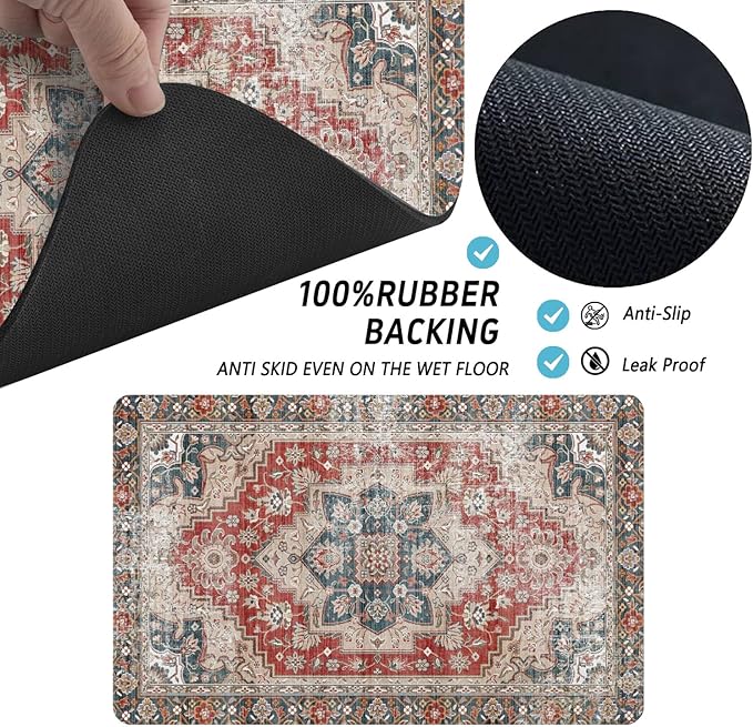 2 Pack Dog Food Mats for Floors, Absorbent and Quick-Drying Pet Cat Food Mat,Anti-Fouling and Easy-to-Clean Pet Feeding Mat,Dog Bowl Mat for Messy Drinking Water Bowls.12 x20+18"x24", Bohemia Style