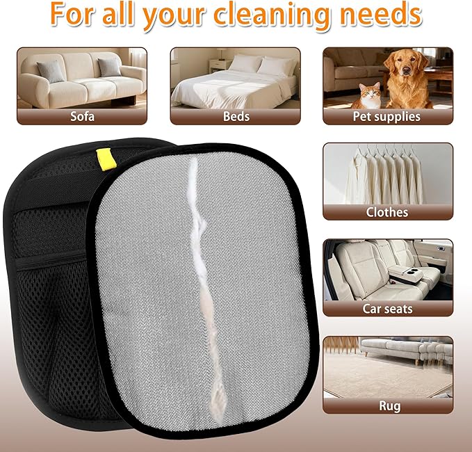 2-Pack Reusable Pet Hair Remover Gloves for Dogs & Cats – Electrostatic Dehairing Glove for Sofas, Furniture, Carpets, Car Seats & Pet Grooming – Eco-Friendly, Washable, Multi-Surface Tool
