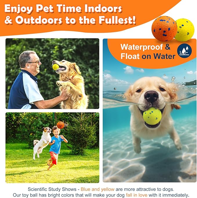 Dog Balls Indestructible Tennis for Dogs Durable Bouncy Dog Toy for Aggressive Chewers Interactive Dog Toys for Water Toy Fetch Balls 2 Pack