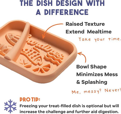 Awoo Sardina - Silicone Dog & Cat Lick Mat + Slow Feeder with Suction Cups - Non-Slip, Dishwasher Safe Pet Dish - Extends Mealtime for Fast Eaters & Reduces Anxiety - for Wet & Dry Food (Melon)
