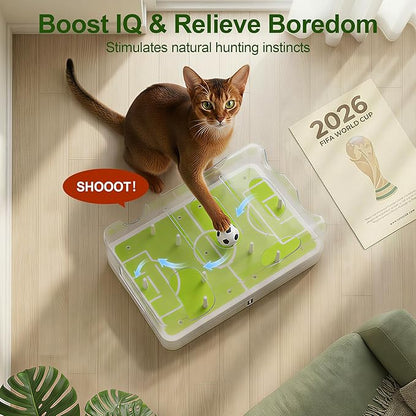 Official FIFA World Cup 2026 Edition - Interactive Cat Puzzle Feeder & Slow Feed Toy – Mental Stimulation Treat Dispenser Maze for Indoor Cats, Enrichment & Cat Food Toy, Football Fan Gift