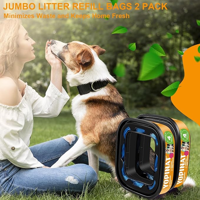 2 IN 1 Genie Refill Bags for Dog Cat 2 Pack - Total 56FT Lasts Up to 8 Months - Superior Odor Control for Dog Poop Cat Litter Bags - Pet Waste Refill Bags Fits Pet Genie and Litter Genie Pails