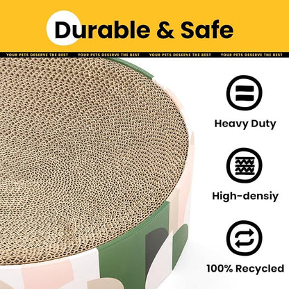 Cat Scratcher Cardboard,2 in 1 Oval Cat Scratch Pad Bowl for Indoor Kitty Grinding Claw,Round Kittens Scratching Board Corrugated Lounge Pet Beds&Furniture Protector for Couch&Carpets&Sofas