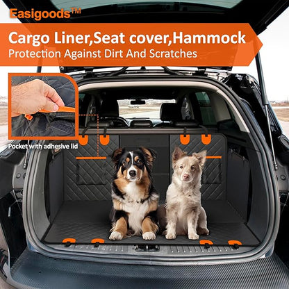 Waterproof,Scratch Resistant Car Backseat Cover for Dogs and Pets.Backseat Protector for Small,Medium,Large Cars SUV Truck.Mesh Window,Useful 3 Pockets,Kid-and-Dog Shareable Backseat