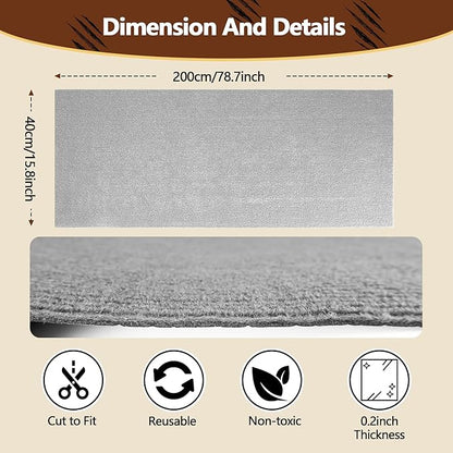 Cat Scratch Furniture Protector, 78.7"x15.8" Self Adhesive Cat Scratch Mat Pad,Cut to Fit DIY Replacement Carpet for Tree,Wall,Bed,Door, Couch Protector (Light Grey)