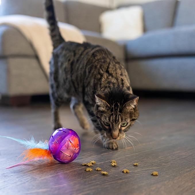 Catstages Hamster Ball Interactive Treat-Dispensing Ball Puzzle Cat Toy with Removable Squeaking Plush Hamster, Purple