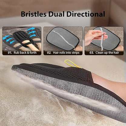 VIMALIFE Pet Hair Removal Glove for Dogs and Cats, Quick Cleaning Electrostatic Hair Remover, Reusable for Sofa, Carpet, Clothing & Car Seats, Easy Fur Cleaning Tool for Home & Travel, Black