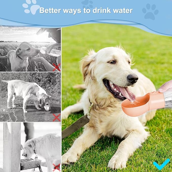 Dog Water Bottle, Widen Sink Portable Dogs Water Dispenser 17oz, Leak Proof, Outdoor Drink Bottles Cat, Puppy, Pet, Essential Items for Travel, Walking, Hiking, Dog Accessorie (Orange, 17oz)