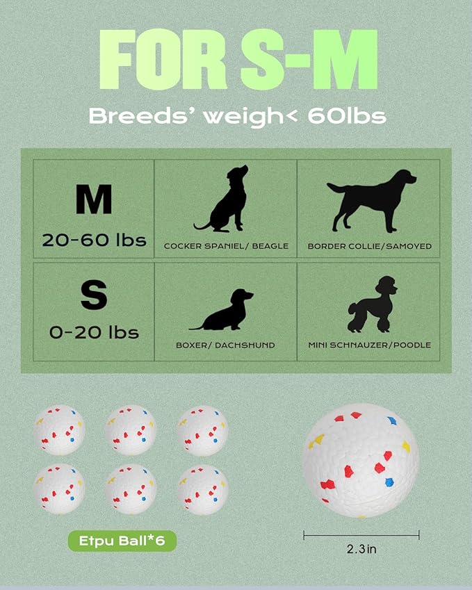 2.3" Balls for Automatic Dog Ball Launcher Interactive Ball Thrower (White-6 Balls)