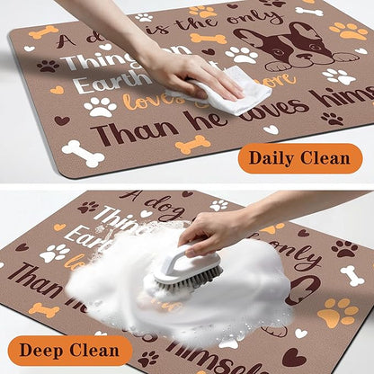 Pet Feeding Mat for Floors Waterproof Dog Mat for Food and Water Absorbent Quick Dry Non Slip mat for Cat Bowls
