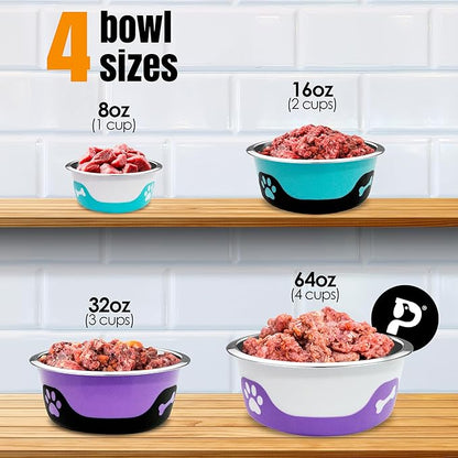 Thermocool Insulated Stainless Steel Pet Bowl - 8 Oz (X-Small) Non-Slip Feeding Dish Reduces Sliding & Spills, Keeps Water Cold & Food Warm, Dishwasher Safe (Orange)