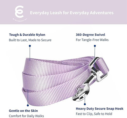 Blueberry Pet Essentials Lavender Dog Leash for Large - 4' * 1" Dogs | Heavy Duty Nylon Lead | Lightweight Puppy & Cat Leash for Walking & Training