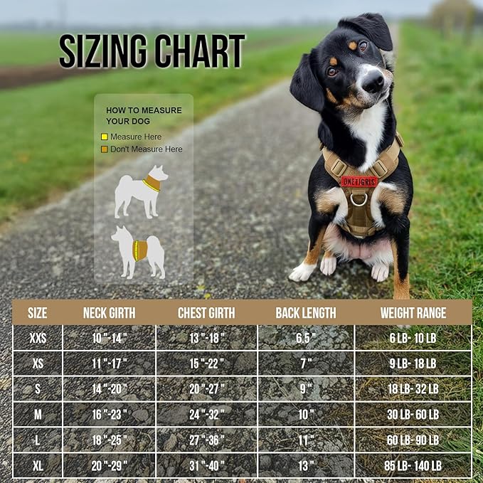 OneTigris Tactical Dog Harness Vest,No-Pull Service Dog Vest with Hook & Loop Panels,Adjustable Dog Vest Harness for Walking Hiking Training(Coyote Brown,XS)