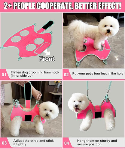 Dog Grooming Hammock, Small Dog Hammock for Nail Trim, Hanging Harness for Claw Care,Grooming Sling Holder Hanger with Thick Fabric Neck Support Wide Strap Restraint
