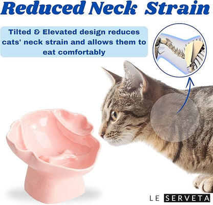 Ceramic Raised Pet Slow Feeder Bowl, Elevated Cat and Dog Slow Feeder, Decorative Standing Doggy Design, Anti-Slip Base, Anti-Vomiting (Pink)