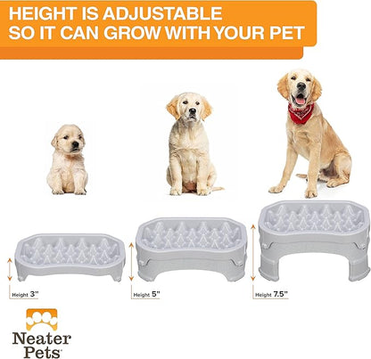Neater Pet Brands – Neater Raised Slow Feeder Dog Bowl – Elevated and Adjustable Food Height - (6 Cup, Vanilla Bean)