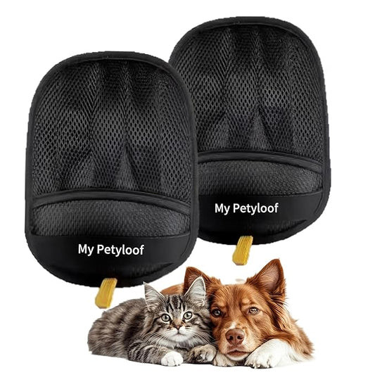 Pet Grooming Gloves with 2 Knot Remover Combs – Static Hair Removal, Deshedding & Cleaning Gloves for Dogs & Cats – Reusable, Eco-Friendly, 5-Finger Design