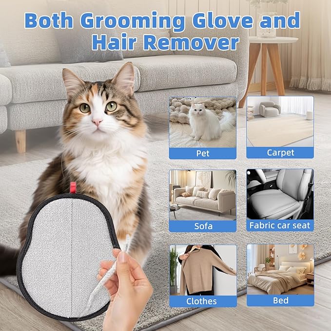 Pet Hair Removal Glove for Laundry, Magic Grooming Brush for Dogs Cats, Electrostatic Hair Remover Tool with Five-Finger Design for Couch, Carpet, Clothing, Car Seat Red
