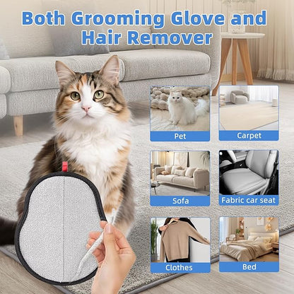 Pet Hair Removal Glove for Laundry, Magic Grooming Brush for Dogs Cats, Electrostatic Hair Remover Tool with Five-Finger Design for Couch, Carpet, Clothing, Car Seat Red