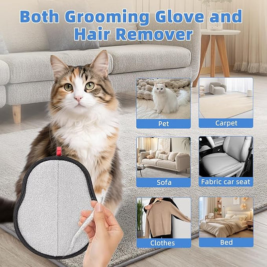 Pet Hair Removal Glove for Laundry, Magic Grooming Brush for Dogs Cats, Electrostatic Hair Remover Tool with Five-Finger Design for Couch, Carpet, Clothing, Car Seat Red