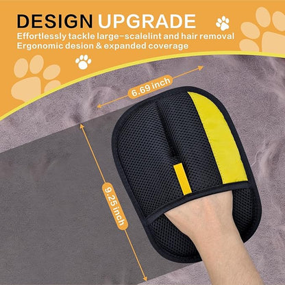 2 Pcs Pet Hair Removal Glove for Dogs & Cats, Upgraded Reusable Electrostatic Pet Hair Gloves, Pet Hair Remover Tool for Clothing, Couch, Carpet,Pet Beds, Convenience for Busy Pet Owners