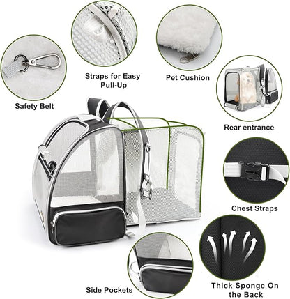 Texsens Innovative Traveler Bubble Backpack Pet Carriers for Cats and Dogs (Expandable-Black)