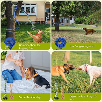 Outdoor Dog Bungee Tug Toy,Interactive Tug of War Toy for Small/Medium/Large Dogs,Tree Tuggerr Toys，Hanging from Tree Toy for Exercise Solo Play (Large)