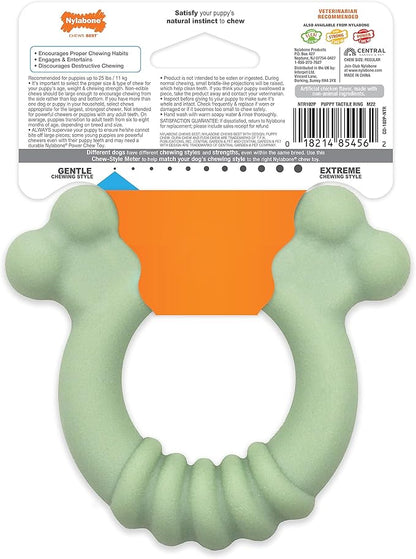 Nylabone Sensory Material Soothing Puppy Chew Toy Ring, Toys for Teething Puppies, Chicken Flavor, Small - Up to 25 lbs, 1 Count