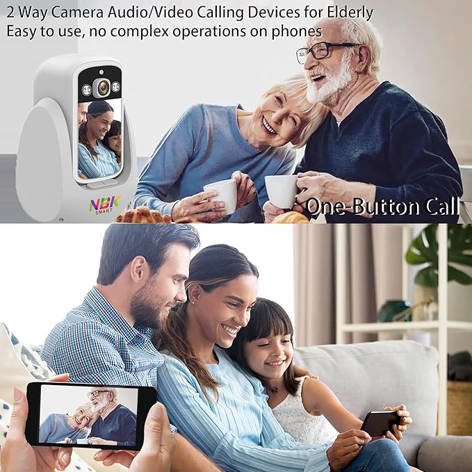 2 Way Video Audio Camera with 2.8-inch Screen, Video WiFi Camera for Home Pet/Cat/Dog, AI Motion Detection, Wireless Facetime Cameras Phone App Sound, One-Click Call, White