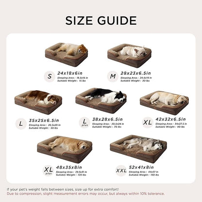 Bedsure Orthopedic Dog Beds for Small Dogs - Washable Small Dog Cat Bed Waterproof, Comfort Pet Couch Sofa with Washable Removable Cover, Pets Bed with Nonskid Bottom, Brown, 24"