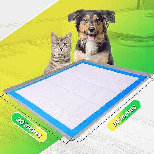TidyFriend Dog Pee Pad Holder Tray Fits Up to 30” x 36” Wee Wee Pee Pads - Stable Grip, Raised Edges, Quick-Wipe Silicone Surface Dog Potty Tray Holder for Indoor Flooring Protection (Light Grey)